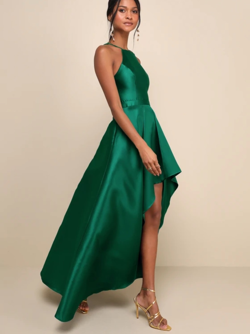 NWT Lulus Broadway Show Emerald Green High-Low Gown Evening Wedding Size Small - Picture 4 of 7